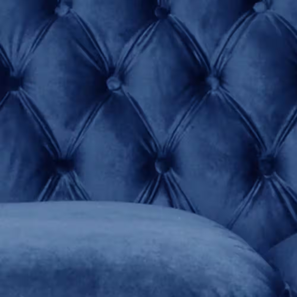 Noble House Sommerville Navy Blue Velvet 3-Seater Chesterfield Sofa with Flared Arms