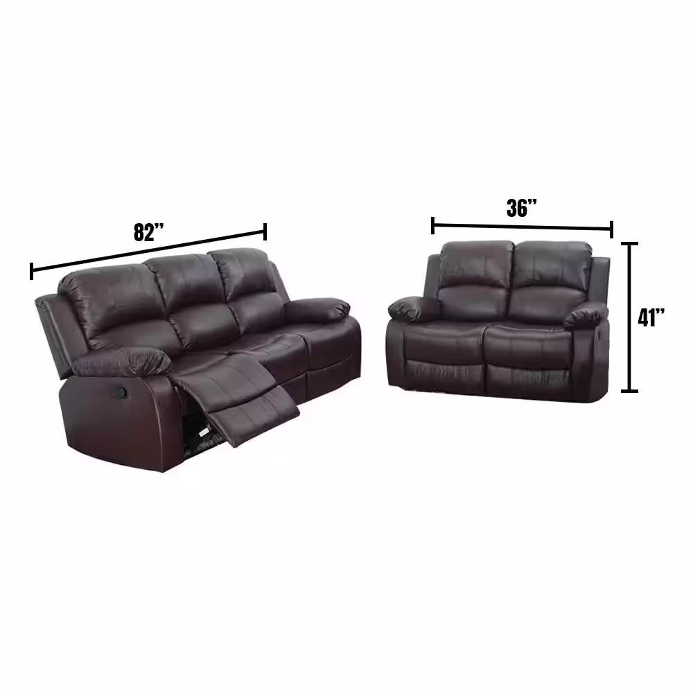 Star Home Living Espresso Brown 2-Piece Leather Living Room Set