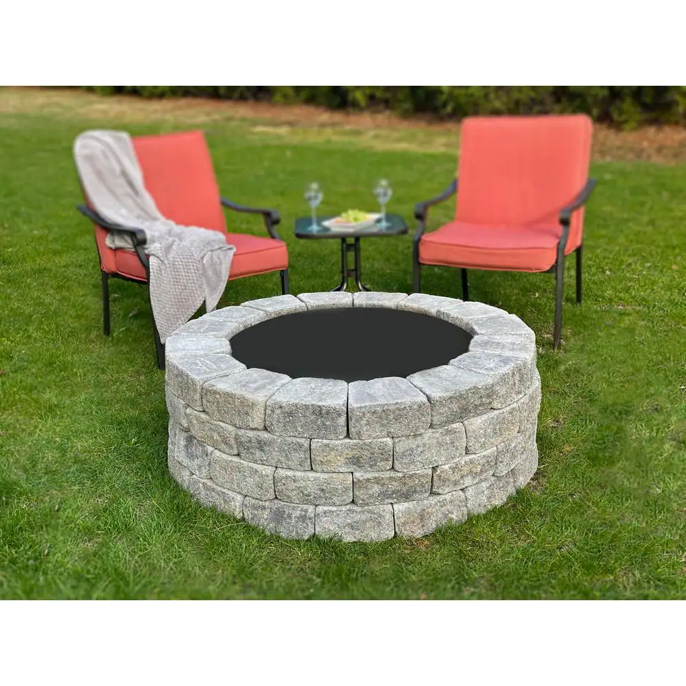 Nantucket Pavers Windsor 47 in. x 16 in. Round Concrete Wood Fuel Fire Pit Kit with Steel Ring in Allegheny
