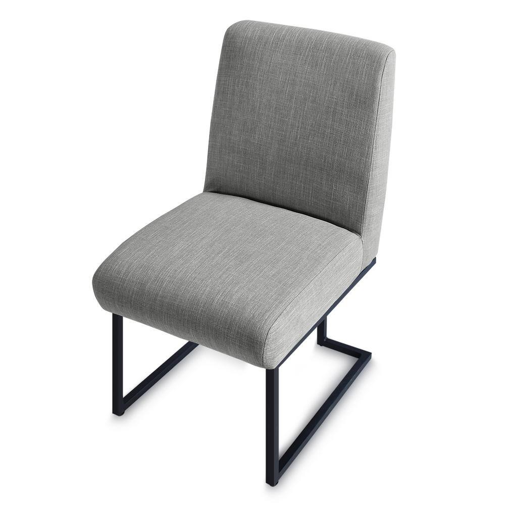 None Linen Sled Base Dining Chairs Grey (Set of 2)
