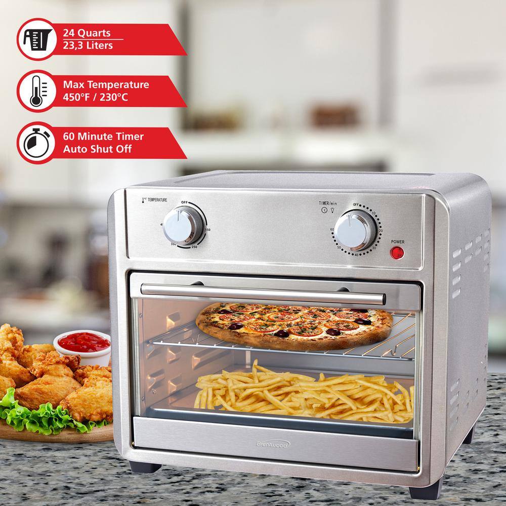 Brentwood 1700-Watt 24 qt. Silver Convection Air Fryer Toaster Oven
