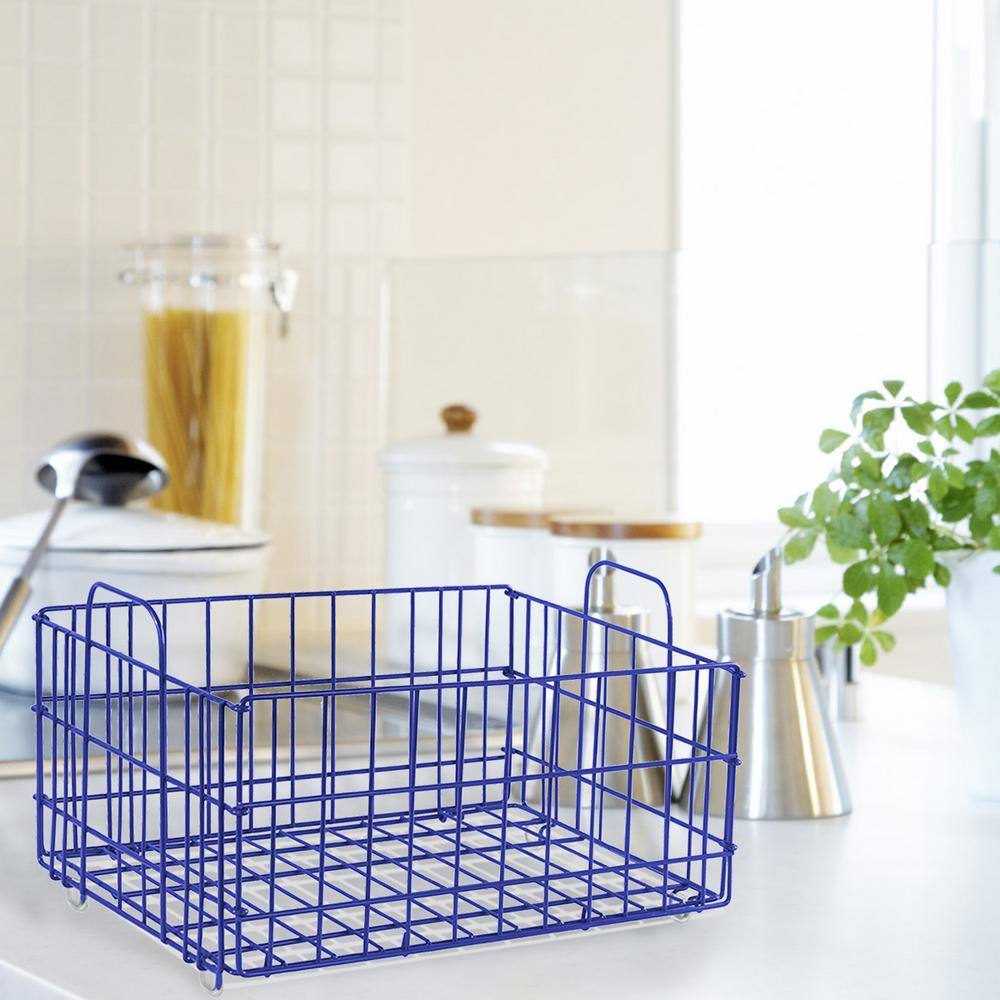 Amucolo 8.87 in. H x 16.42 in. W Blue Wire Basket