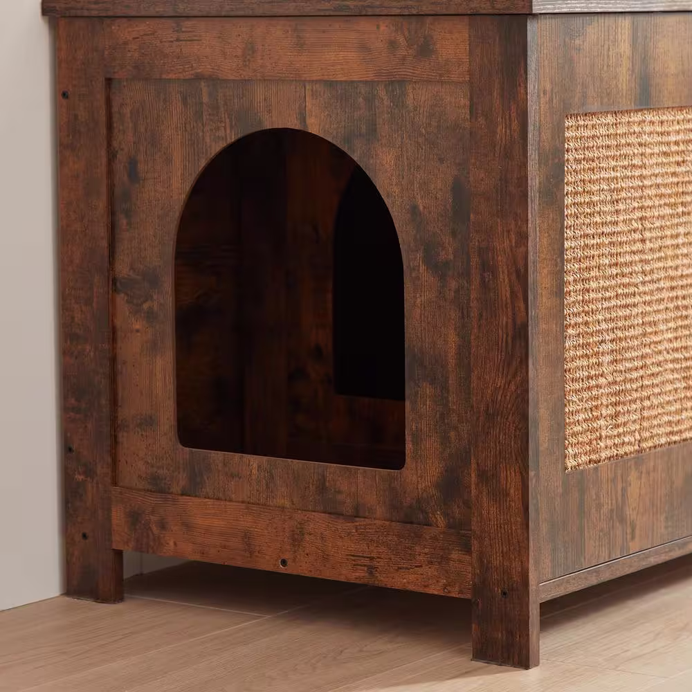 None 31.5 in. W x 20.3 in. D x 21.3 in. H Cat Litter Box Enclosure Cat House Scratching Post Litter Box Furniture Hidden