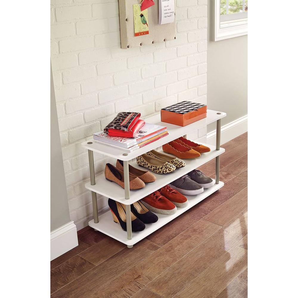 ClosetMaid 18 in. H 12-Pair 3-Tier White Laminate Shoe Rack