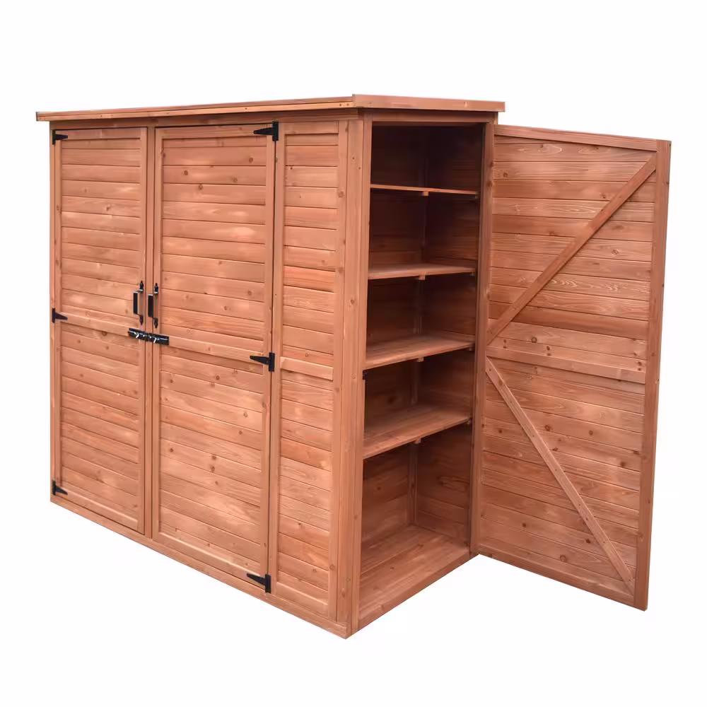 Leisure Season 72 in. W x 36 in. D x 72 in. H Brown 3-Door Lean-To Shed