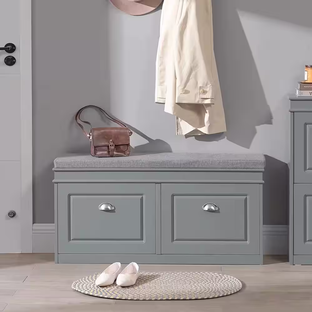 None 20.5 in. H 8-Pair Gray Wood Shoe Rack