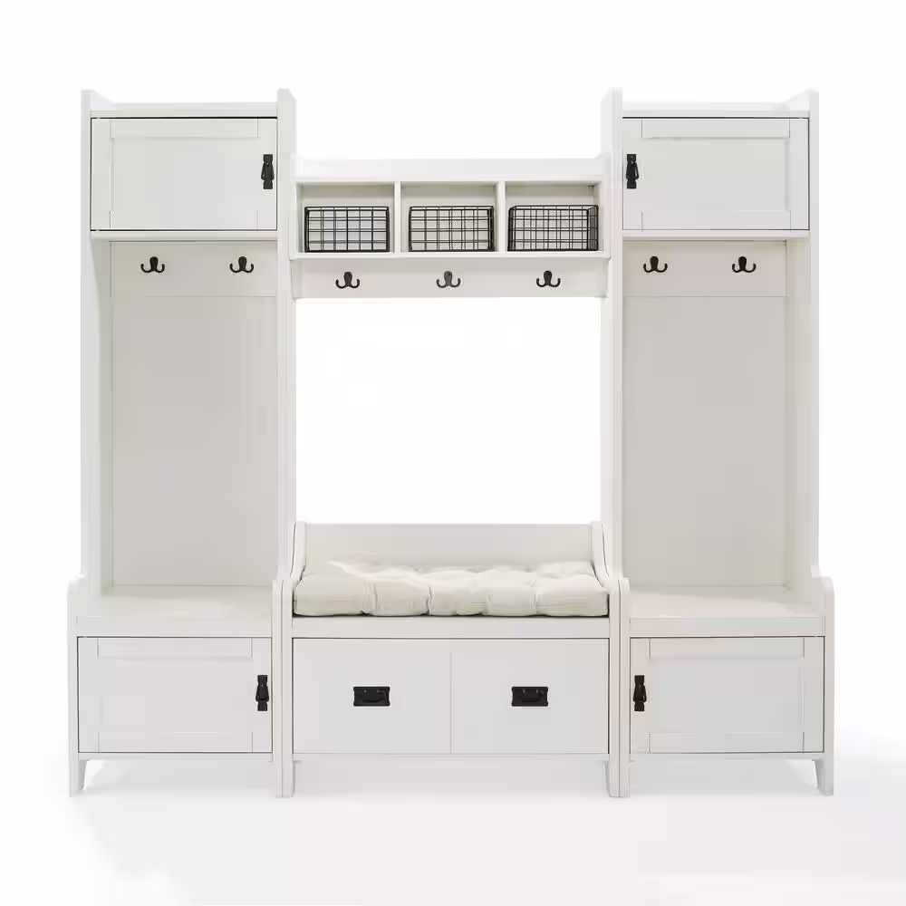 CROSLEY FURNITURE Fremont Distressed White Entryway Set (4-Piece)