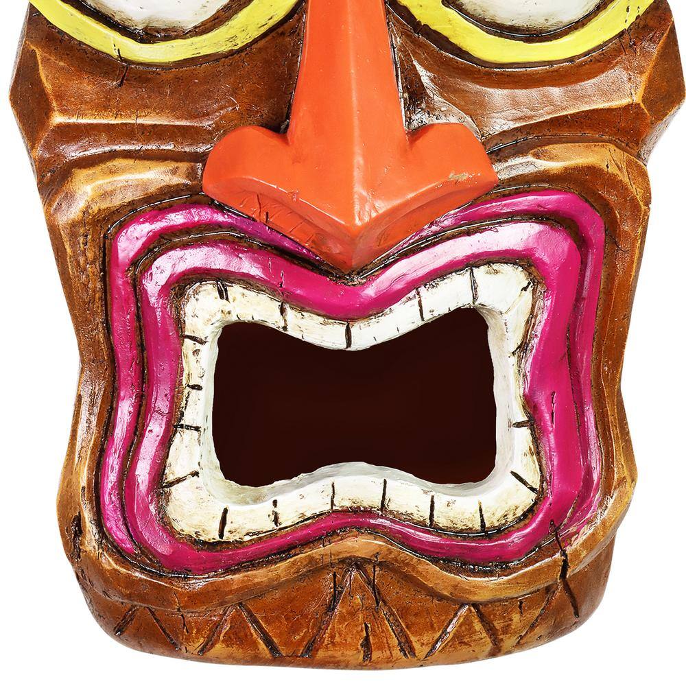 Exhart 5.5 in. x 8.5 in. Solar Tiki Bird House Resin Birdhouse