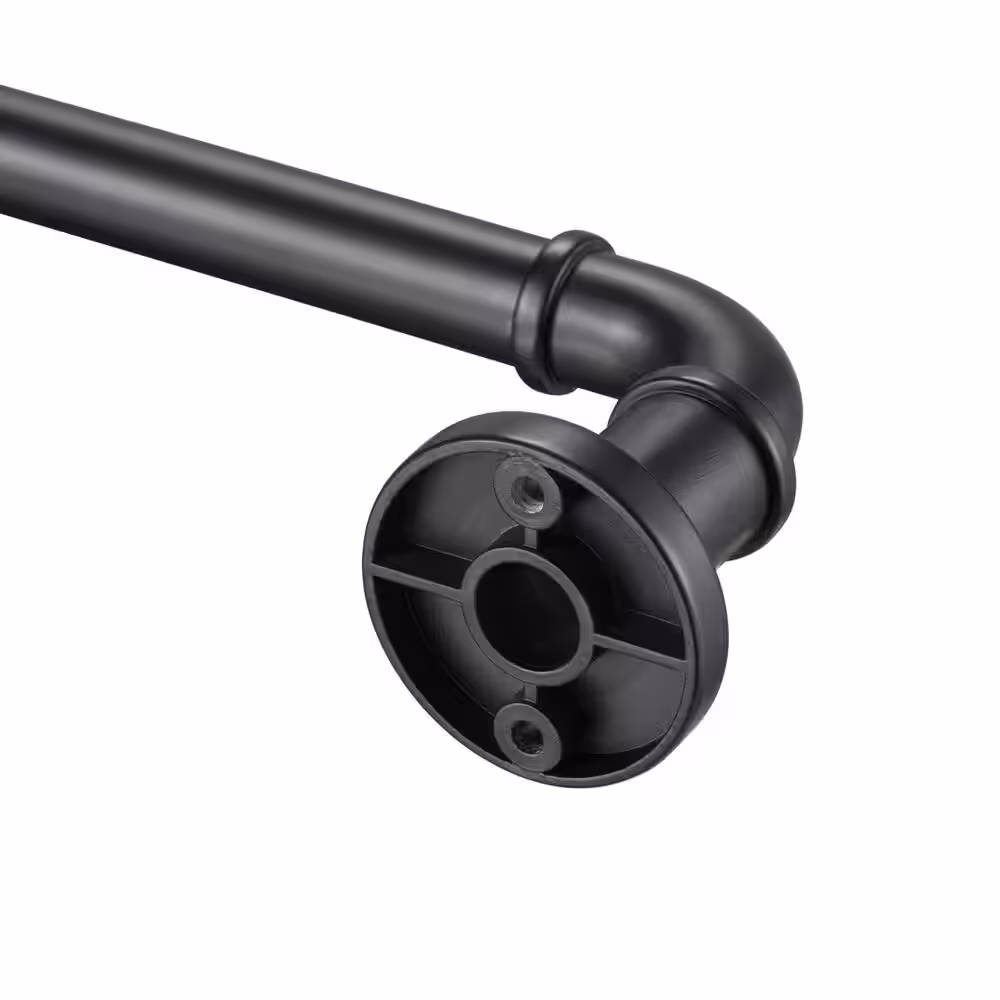 Eclipse Somerton 36 in. - 66 in. Adjustable Industrial Pipe Blackout Wrap 3/4 in. Curtain Rod in Matte Black