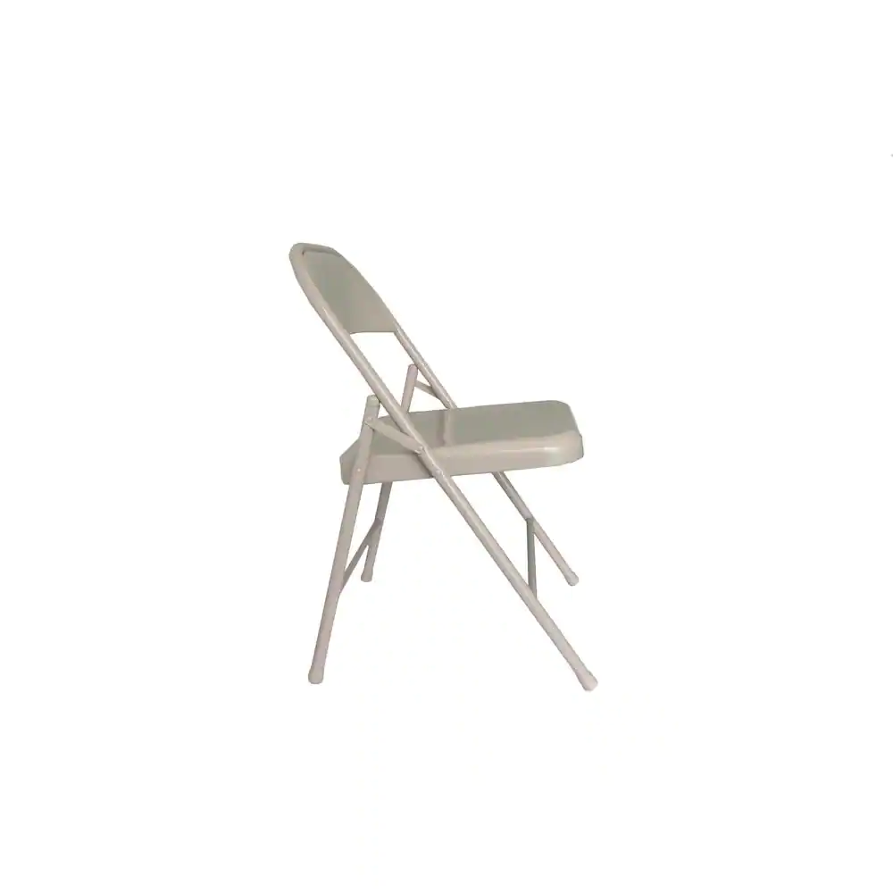 None Beige Metal Stackable Folding Chairs