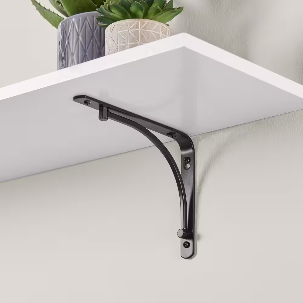 Everbilt 6 in. x 8 in. Black Classic Arch Steel Shelf Bracket