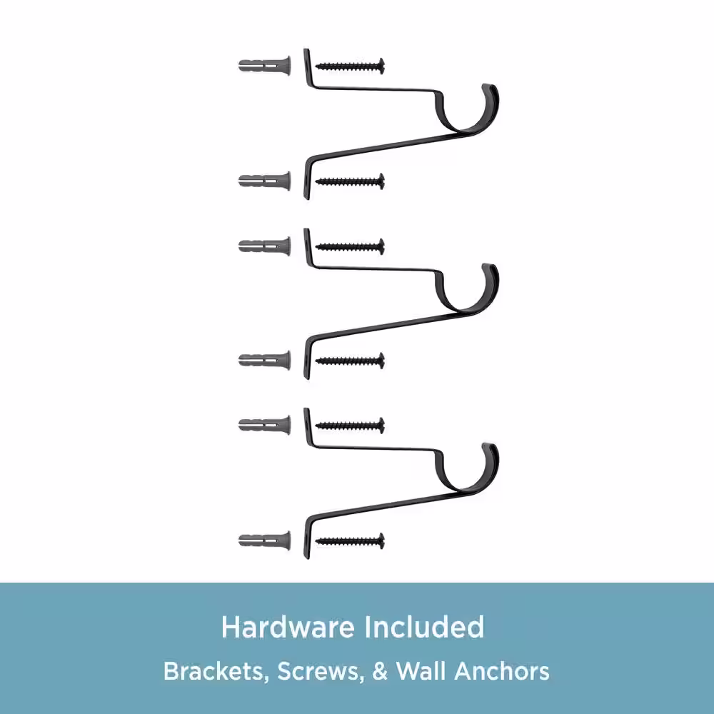 Kenney Layla 30 in. - 84 in. Adjustable Single Value Curtain Rod 1 in. Diameter in Black with Ball Finials