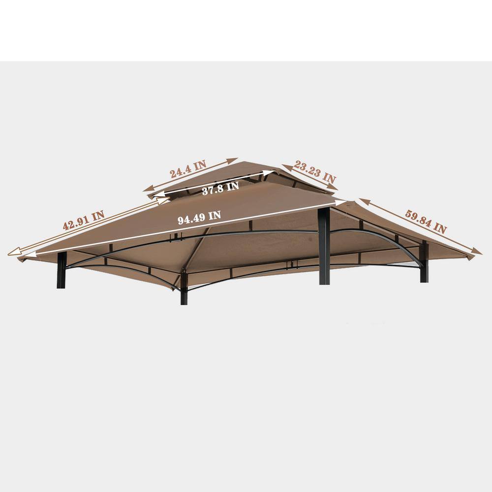None 8 ft. ft x 5 ft. Grill Gazebo Replacement Canopy, Double Tiered BBQ Tent Roof Top Cover, Taupe