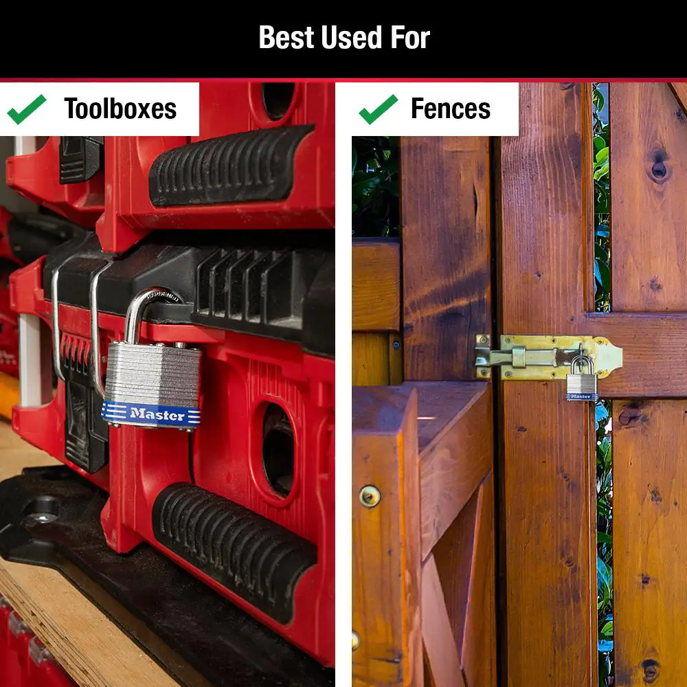 Master Lock Outdoor Padlock with Key, 1-9/16 in. Wide, 4 Pack