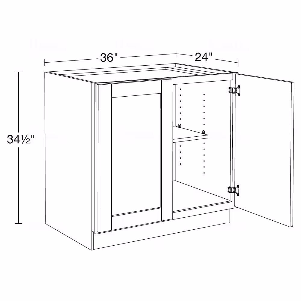 MILL'S PRIDE Richmond Verona White 34.5 in. H x 36 in. W x 24 in. D Plywood Laundry Room Sink Base Cabinet with 1 Shelf