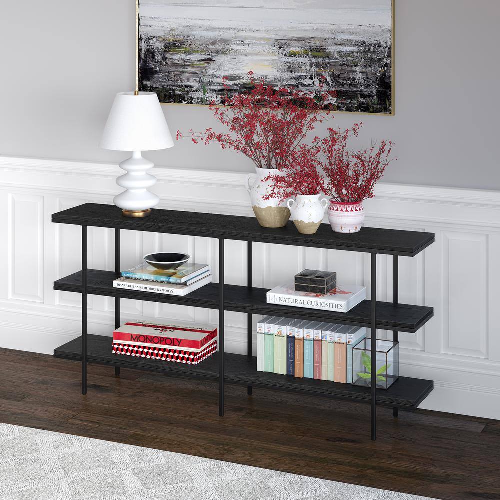 Meyer&Cross Harper 64 in. Black Grain Rectangle Console Table