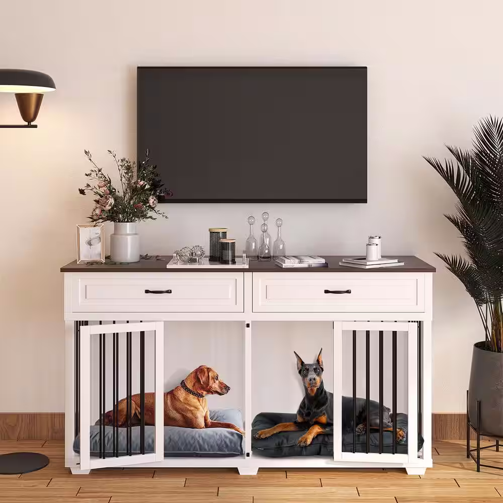 None Dog Crate Furniture for Extra Large Dogs, Large Furniture Style Dog Crate with Removable Irons, Indestructible Dog Crate