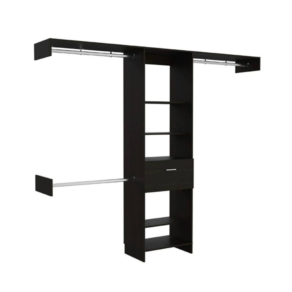 Magic Home 98 in. x 83 in. Reach-in Freestanding Closet System with 1 Drawer and 4 Shelves, Walnut