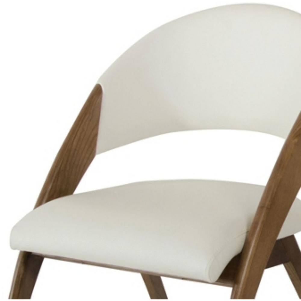 HomeRoots Valerie Walnut Wood and Cream Leatherette Dining Chair (Set of 1)