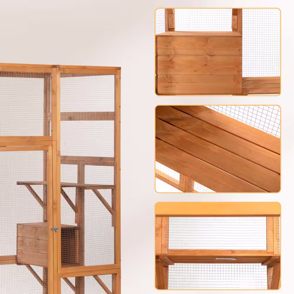 COZIWOW Large Wooden Cat House Catio Enclosure