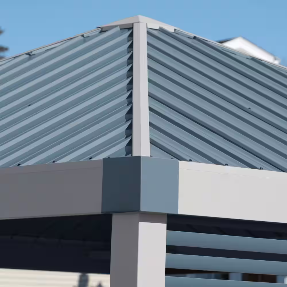 Sojag Nanda 12 ft. x 12 ft. Grey Rustproof Aluminum Framed Gazebo With Two Louvered Walls