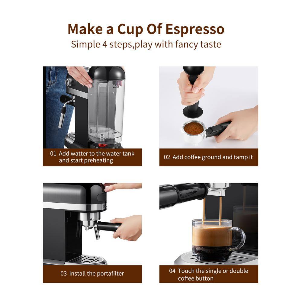 None 2-Cup Espresso 19-Bar Stainless Steel Machine