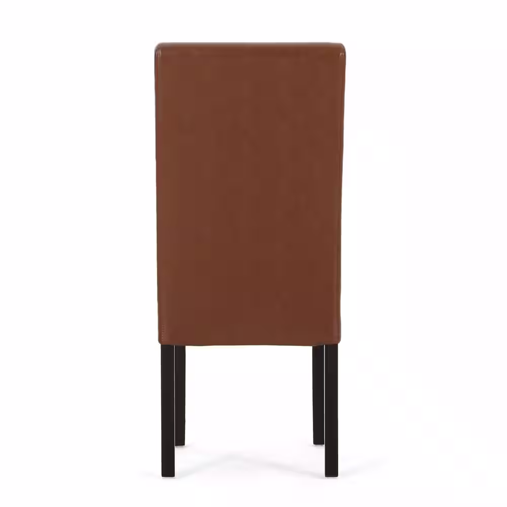 Noble House Braydon Cognac Brown Faux Leather T-Stitch Dining Chair (Set of 2)