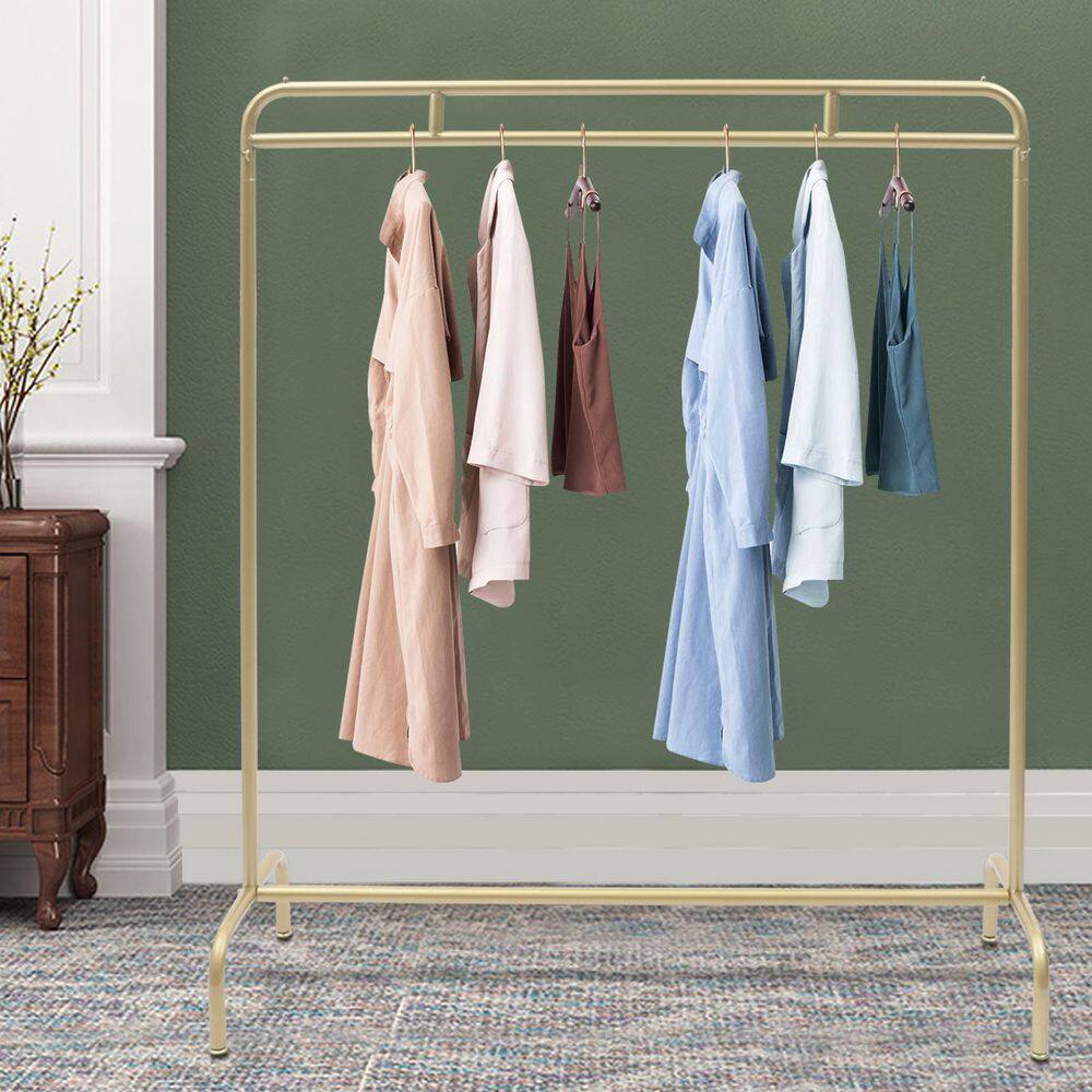 None Gold Iron Freestanding Industrial Pipe Clothes Rack 47.2 in. W x 53.1 in. H