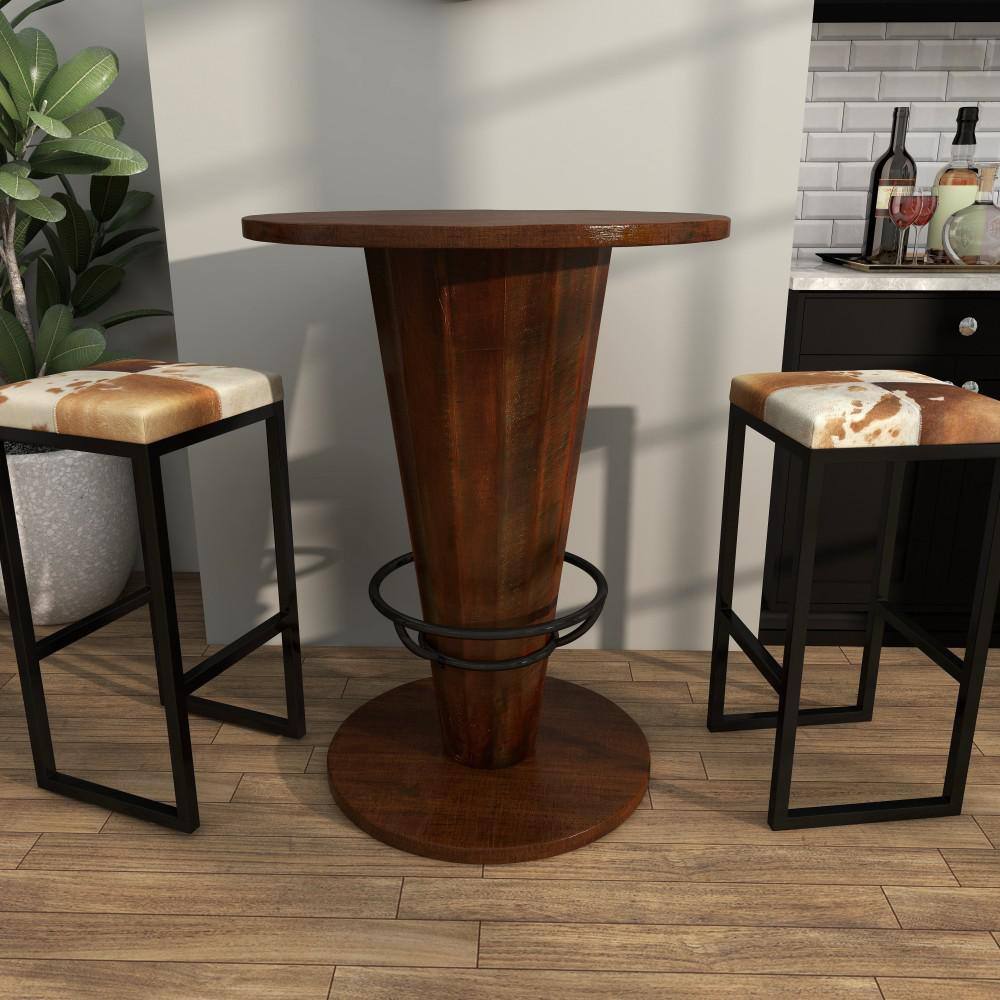 Litton Lane Brown Bar Height Dining Table with Foot Rest