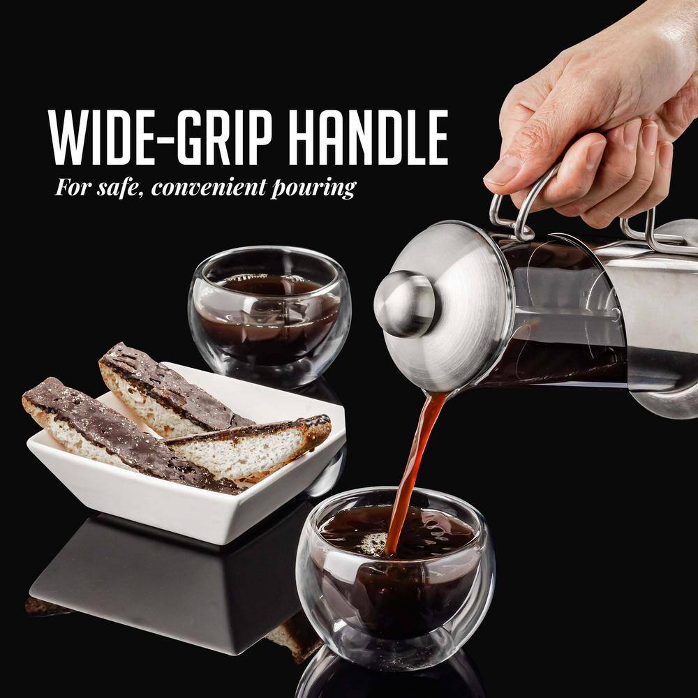 OVENTE 1.5-Cup Glass French Press Coffee and Tea Maker with Heat-Resistant Handles