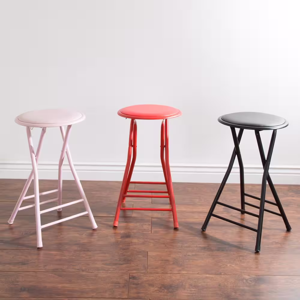 Trademark Home Red Metal Padded Folding Chair