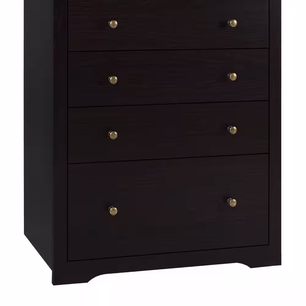 VEIKOUS 5-Drawer Espresso Chest of Drawers Dresser with Large Drawer 39.5 in. H x 15.6 in. W x 29.9 in. D