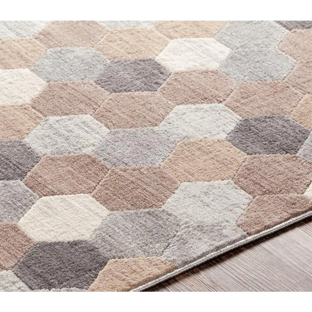 StyleWell Geo Print Beige/Gray Hexagon 6 ft. 7 in. x 9 ft. Rectangle Area Rug