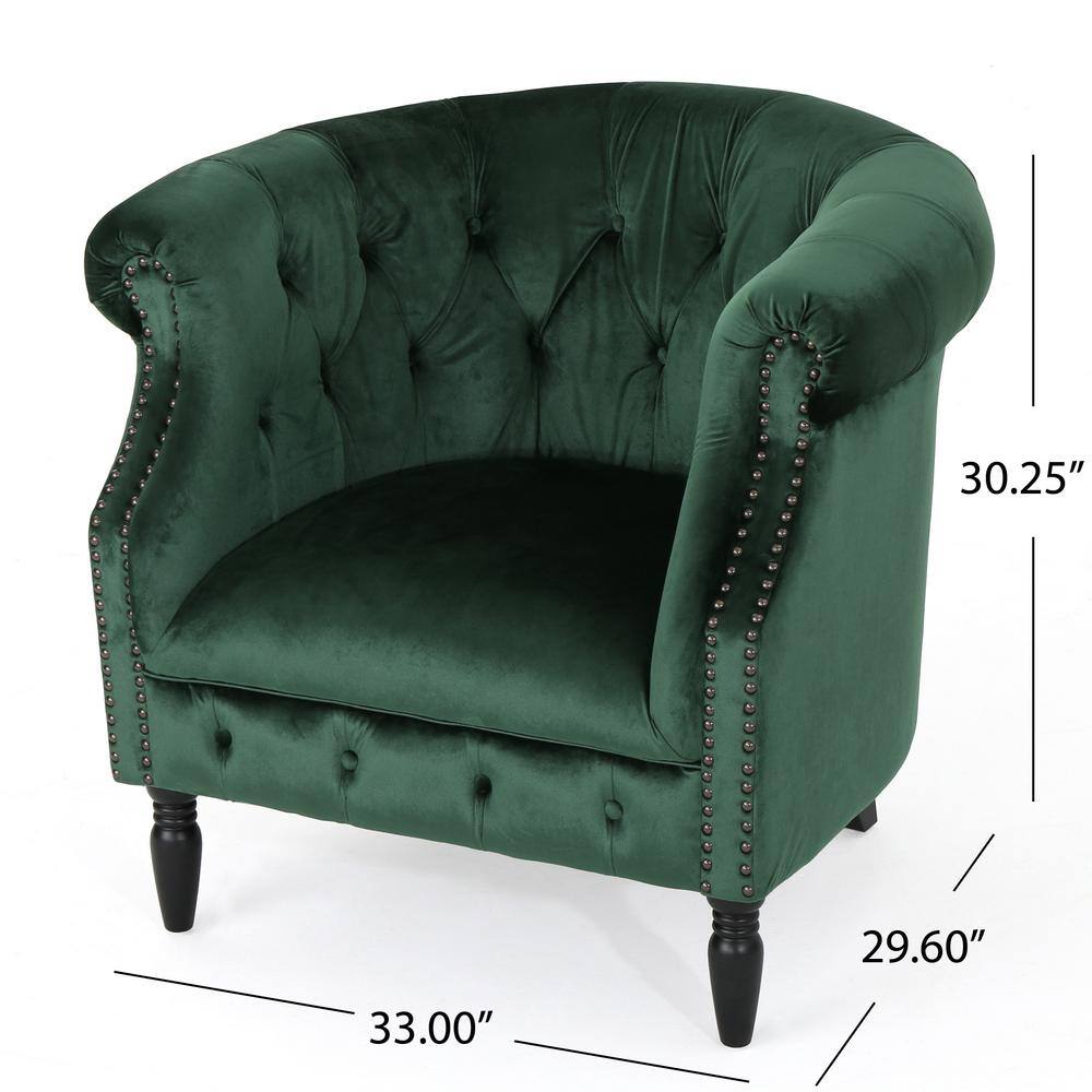 Noble House Akira Emerald Velvet Upholstered Club Chair