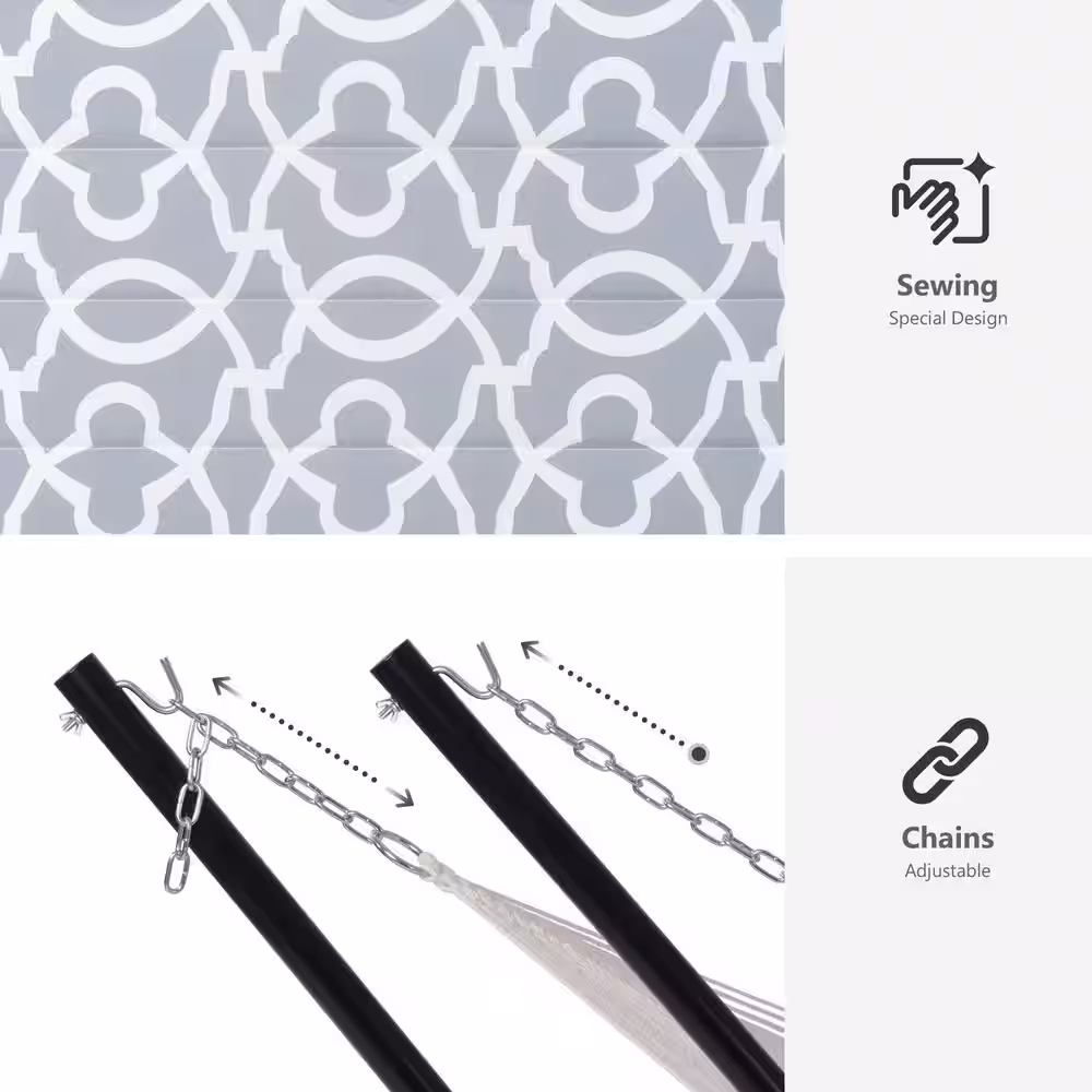 Atesun 12 ft. Free Standing, 475 lbs. Capacity, Heavy-Duty 2-Person Hammock with Stand and Detachable Pillow in Grey