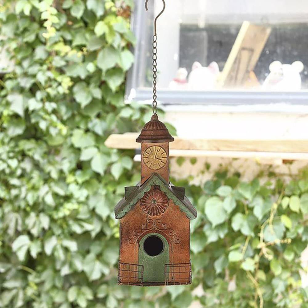 None 22.44 in. Bird Houses for Outside Hanging Metal Church Birdhouses