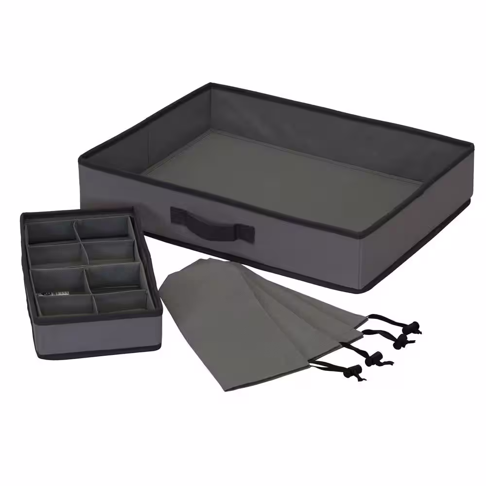 HOUSEHOLD ESSENTIALS .8 Gal. Tabletop Storage Box in Gray