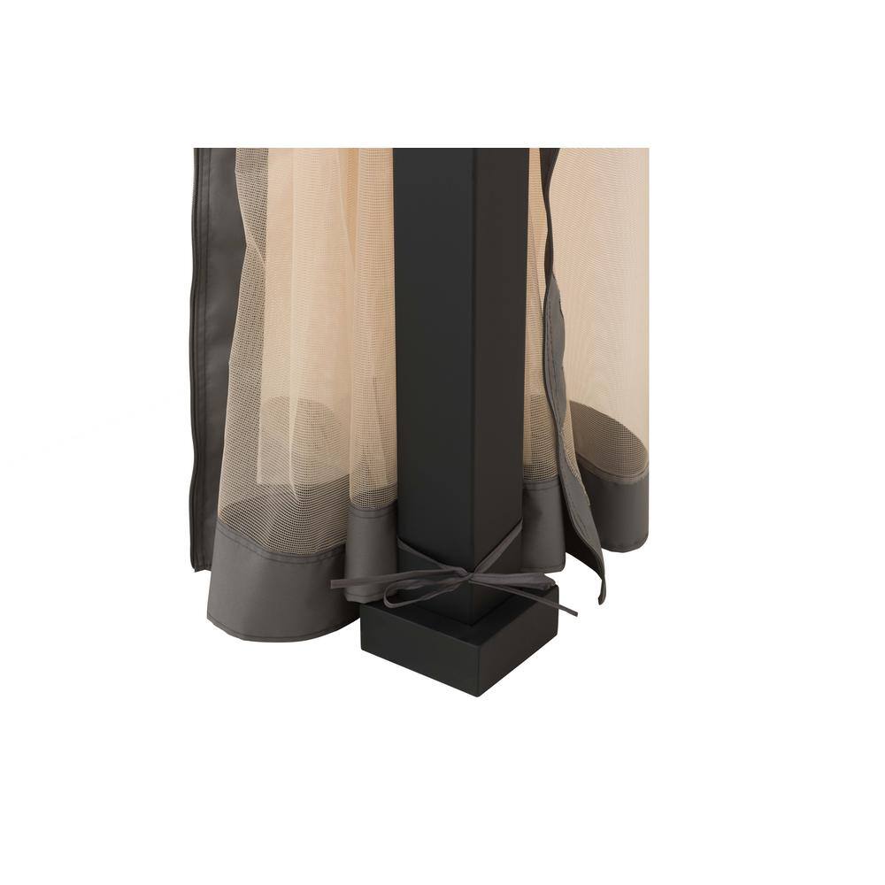 Hampton Bay Jasper Hill 11 ft. x 13 ft. Brown Soft Top Gazebo with Solar LED Lighting