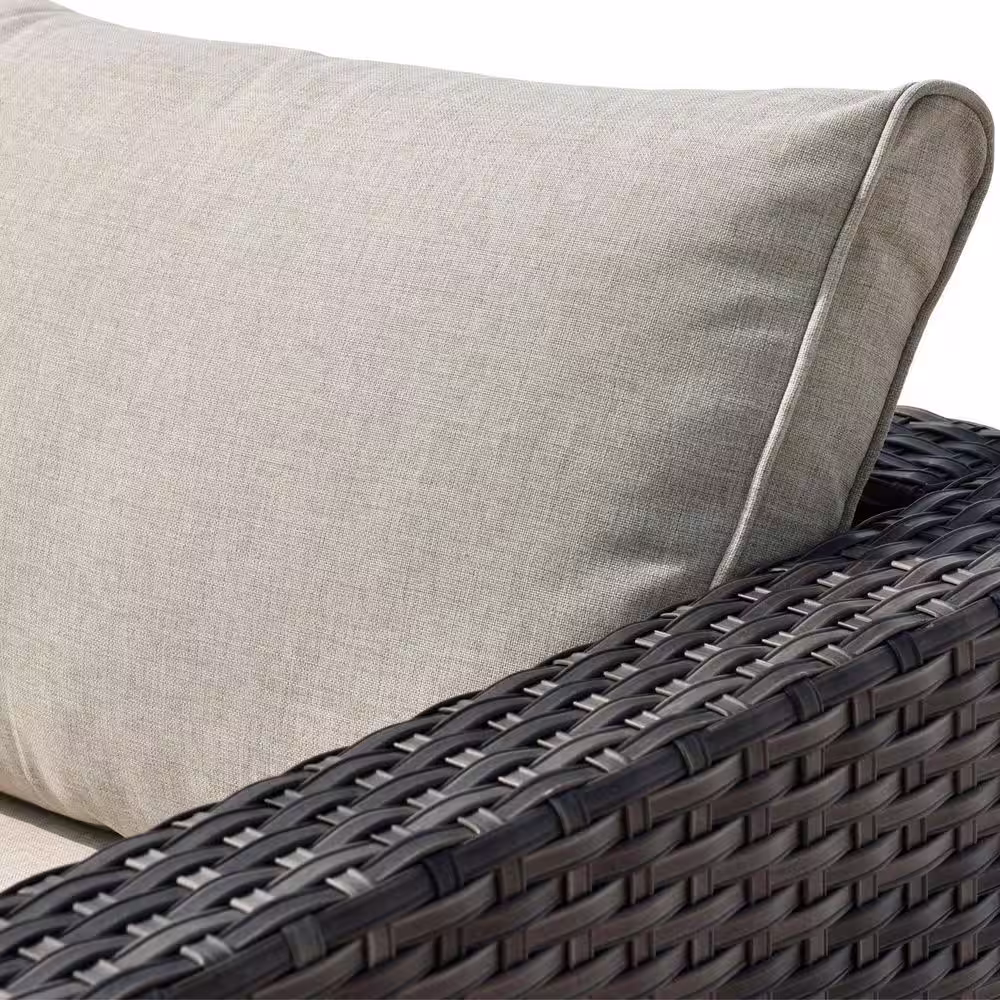 OVIOS HOPPISH Gray 7-Piece Wicker Patio Conversation Set with Beige Cushions