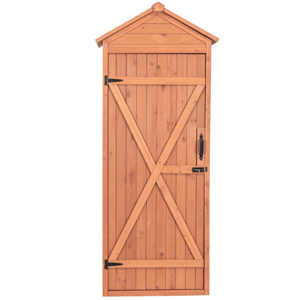 Leisure Season 32 in. W x 22 in. D x 76 in. H Medium Brown Cypress Vertical Shed with Drop Table