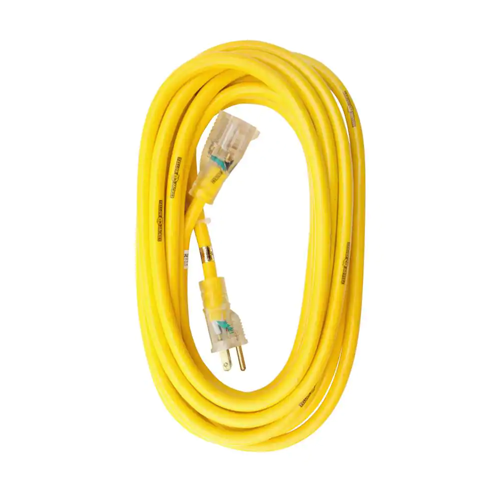 Yellow Jacket 25 ft. 12/3 SJTW Outdoor Heavy-Duty Extension Cord with Power Light Plug