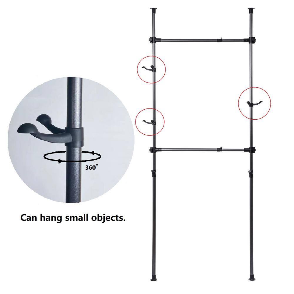 Tidoin Black Metal Clothes Rack 47 in. W x 119 in. H
