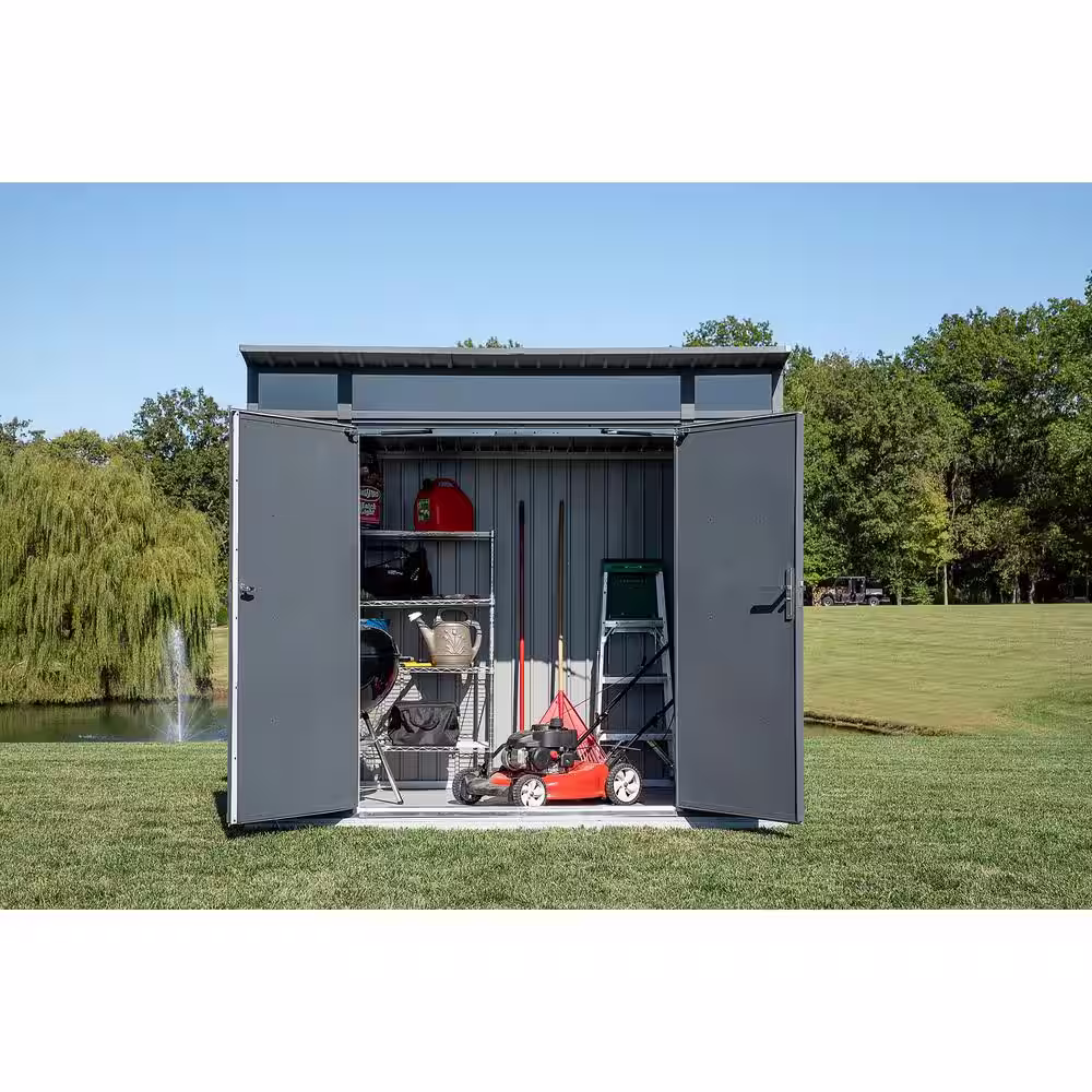 Sojag Denali 8 ft. x 5 ft. Anthracite Premium Steel Shed with Lockable Swing Doors