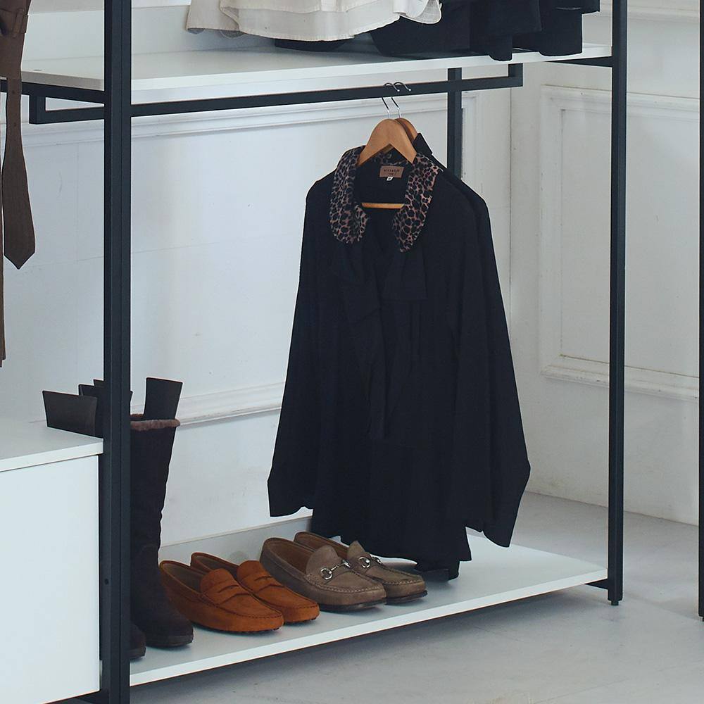 None Fiona 111 in. W White Freestanding 3 Tower System 7 -Shelf Walk in Wood Closet System with Metal Frame