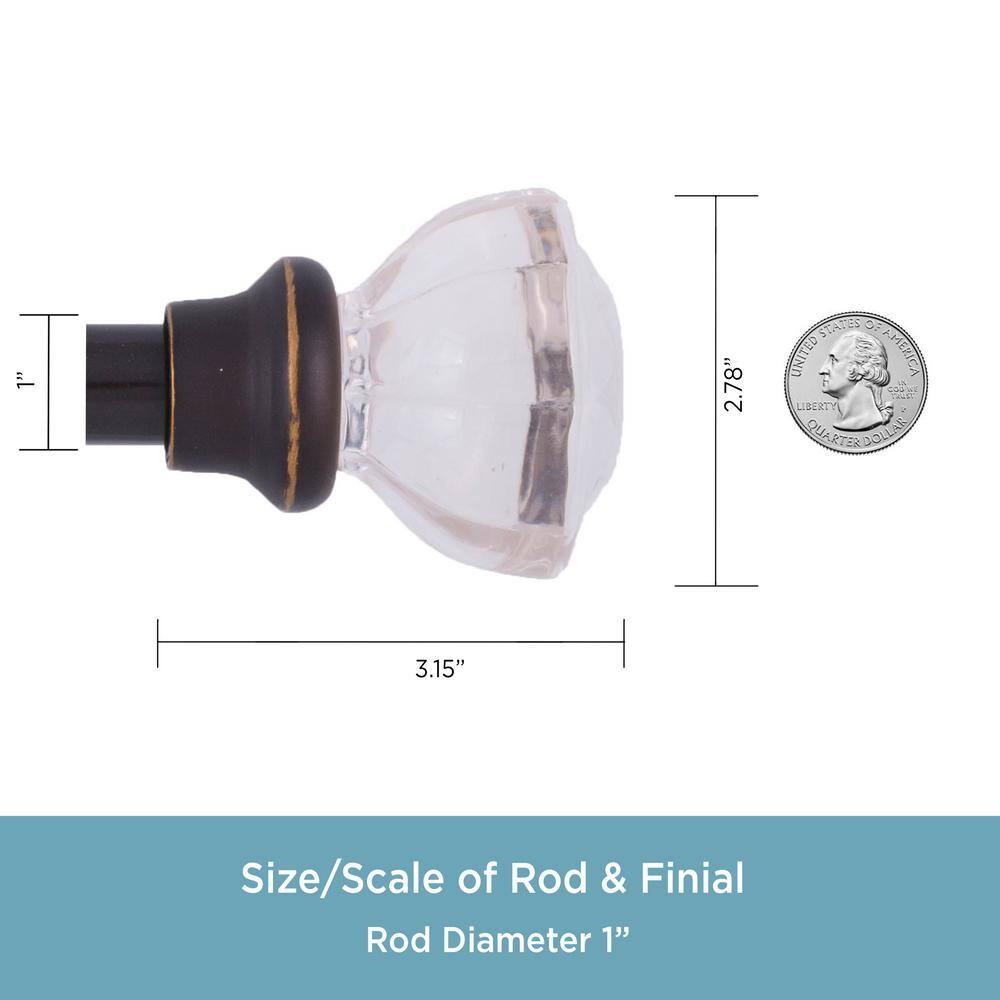 Kenney Mashapee 66 in. - 120 in. Adjustable Single Curtain Rod 1 in. Diameter in Bronze with Knob Finials