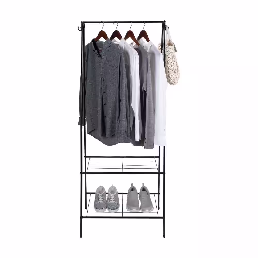 ORGANIZE IT ALL Black Polypropylene Clothes Rack 149 in. W x 596 in. H