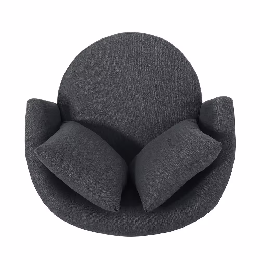 Noble House Candler Beige and Black Fabric Swivel Club Chair