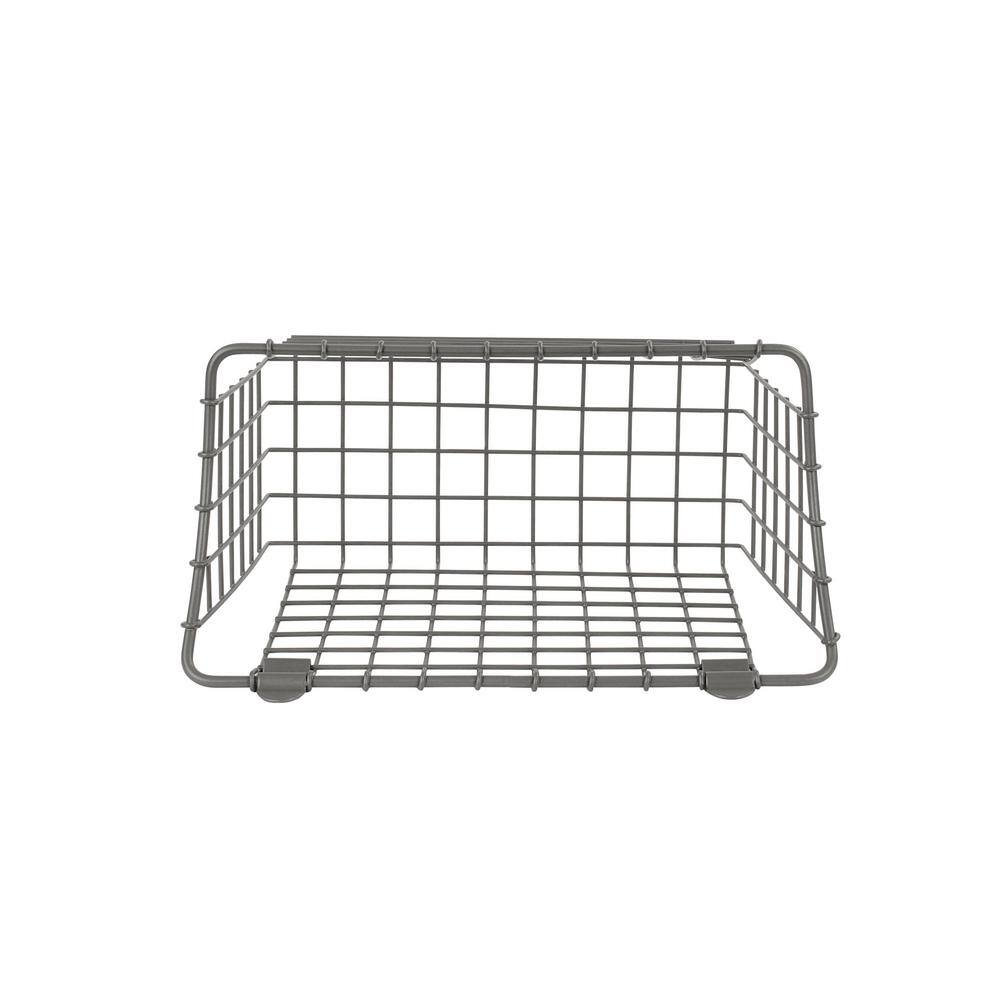Spectrum 7.5 in. H x 10.25 in. W Gray Steel 1-Drawer Wide Mesh Wire Basket