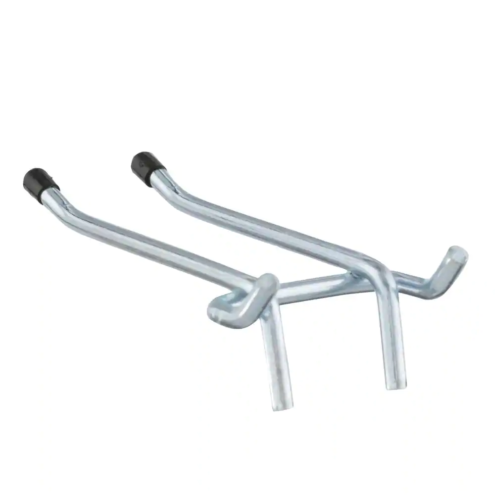 Everbilt 4 in. Zinc-Plated Steel Double Arm Straight Peg Hooks 1/4 in. Peg (2-Pack)
