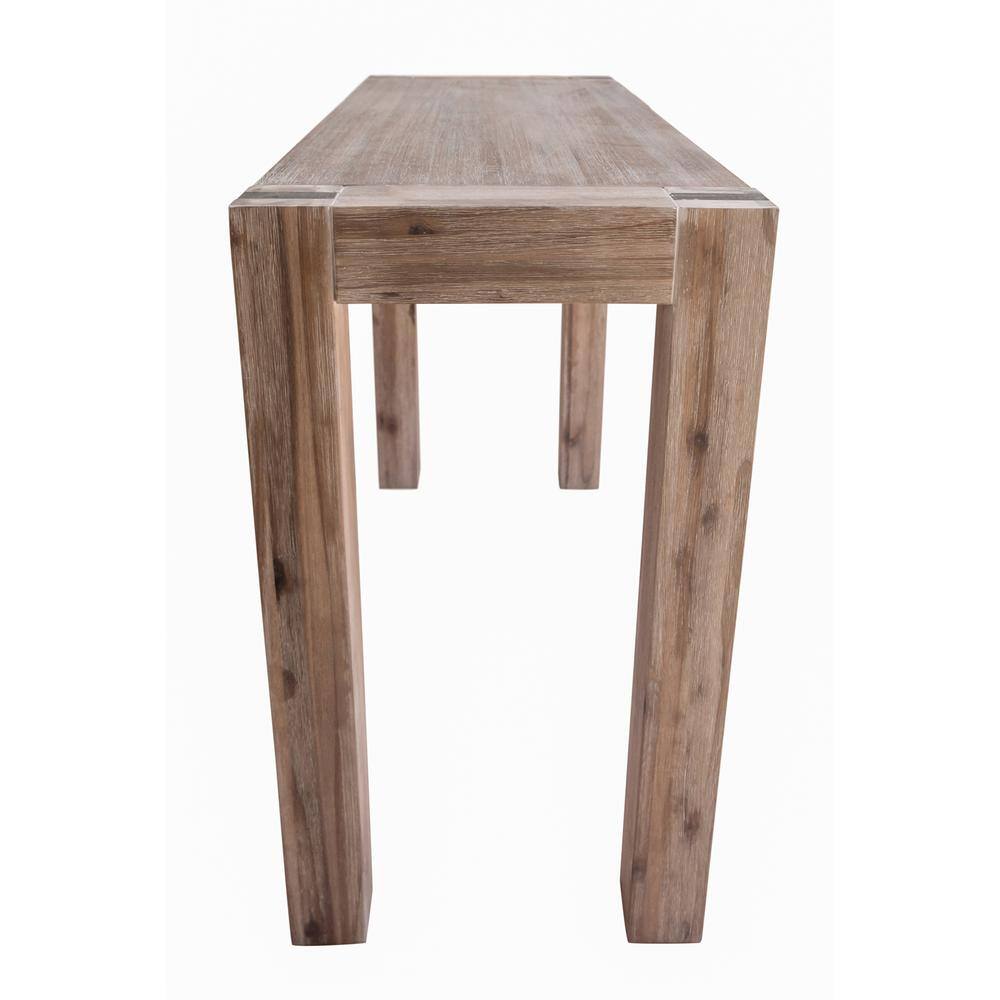 Alaterre Furniture 40 in. Brushed Driftwood Rectangle Wood Console Table with Metal Inset